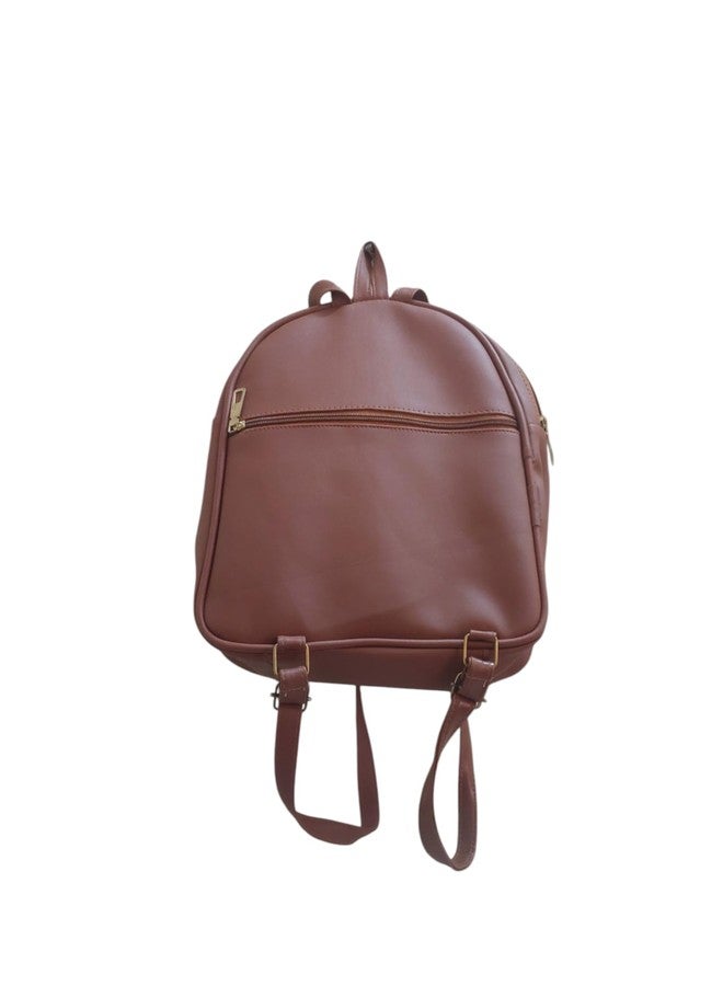 APLOMB Quilted Faux Leather Backpack, D Brown with Gold Accent, Ladies Fashion Bag - Image 4