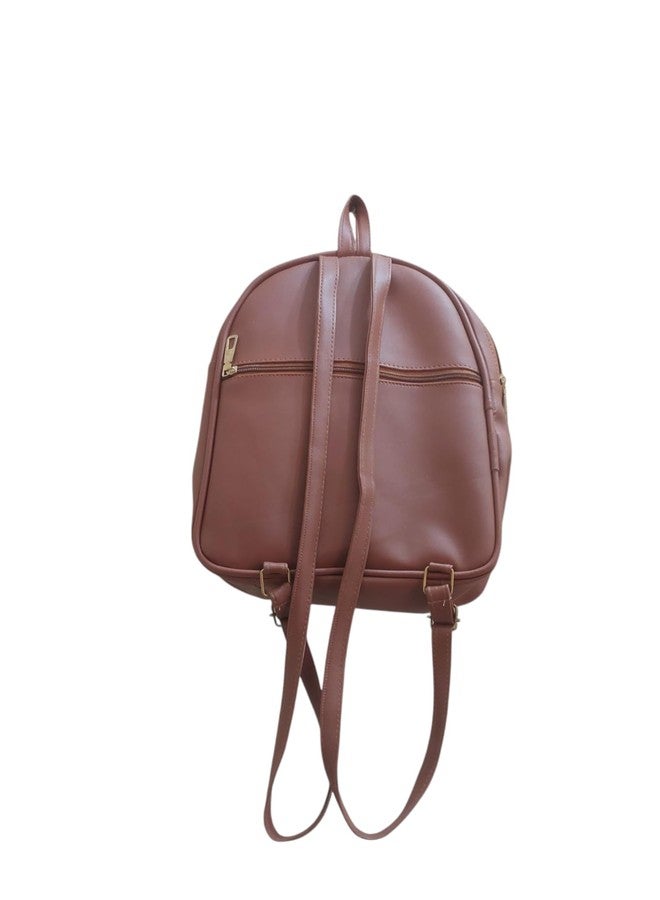 APLOMB Quilted Faux Leather Backpack, D Brown with Gold Accent, Ladies Fashion Bag - Image 3