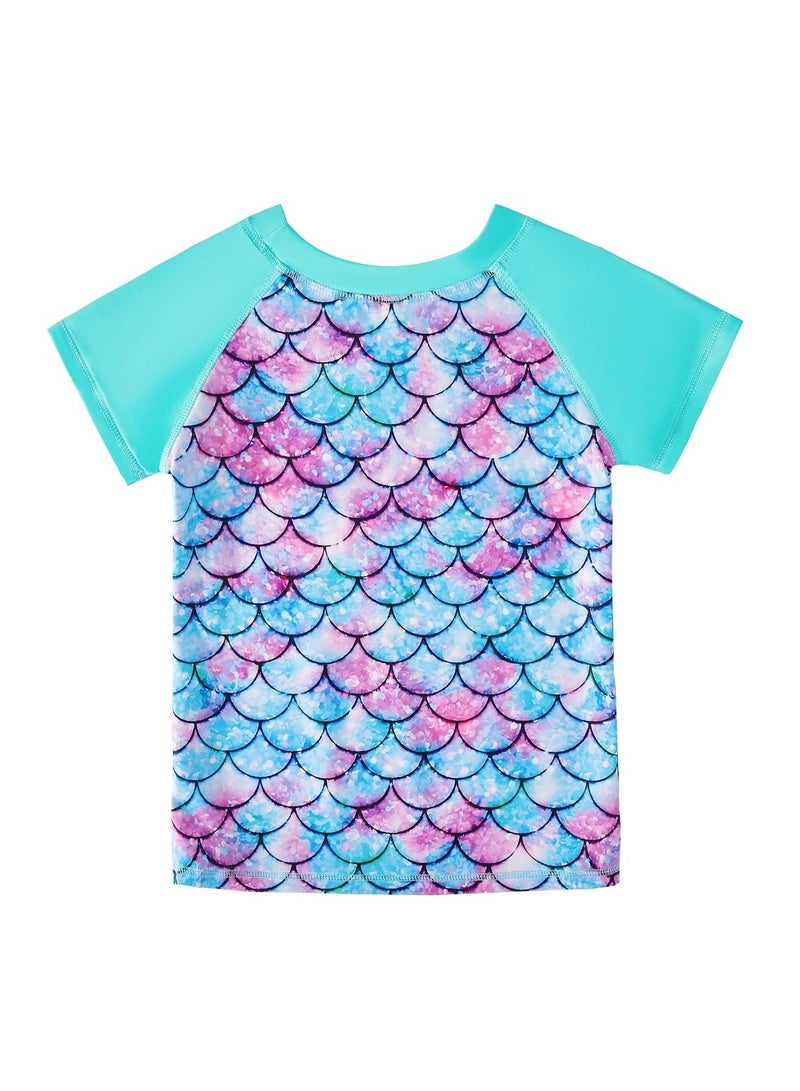 Loquat Children's Split Two-Piece Mermaid Short Sleeved Swimsuit Blue/Purple - Image 3