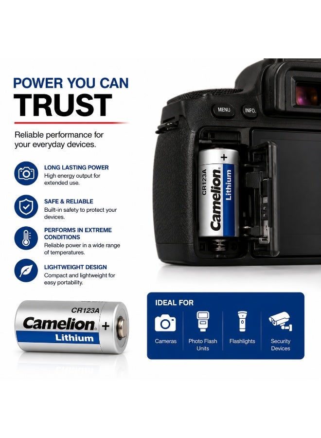 Camelion CR123A 3V Lithium Photo Battery for Cameras, Flashlights, Security Equipment & High Performance Electronics - Image 3