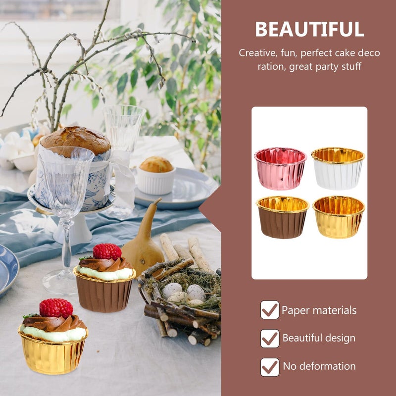 200pcs Rose Gold Metallic Heat Resistant Baking Cups Muffin Cupcake Paper Liners with Rolled Edges - Image 5
