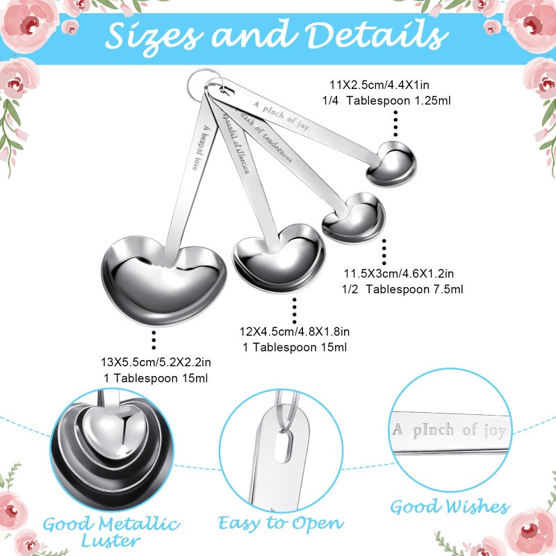 Yinder 50 Set Heart Shaped Measuring Spoons Wedding Favors for Guests Measuring Spoon Favors Gift with Gift Box and Thank You Card for Wedding Bridal Shower Baby Shower Birthday Souvenirs(Silver) - Image 4