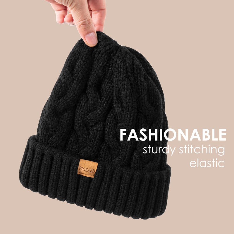 PIOZAED Womens Winter Knitted Beanie Hat Knit Warm Skull Cap Skull Cap Beanie for Women 2 Packs - Image 5