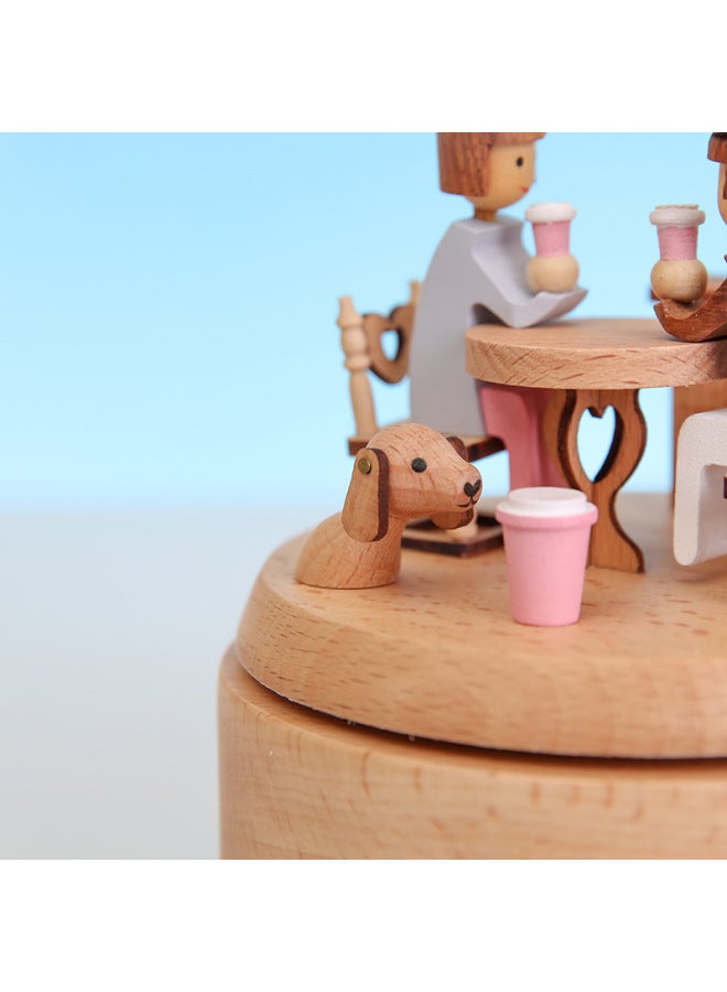 Creative Rotating Tanabata Valentine's Day Wooden Music Box Music Box Friends Birthday Gift Book Desktop Ornaments - Image 4