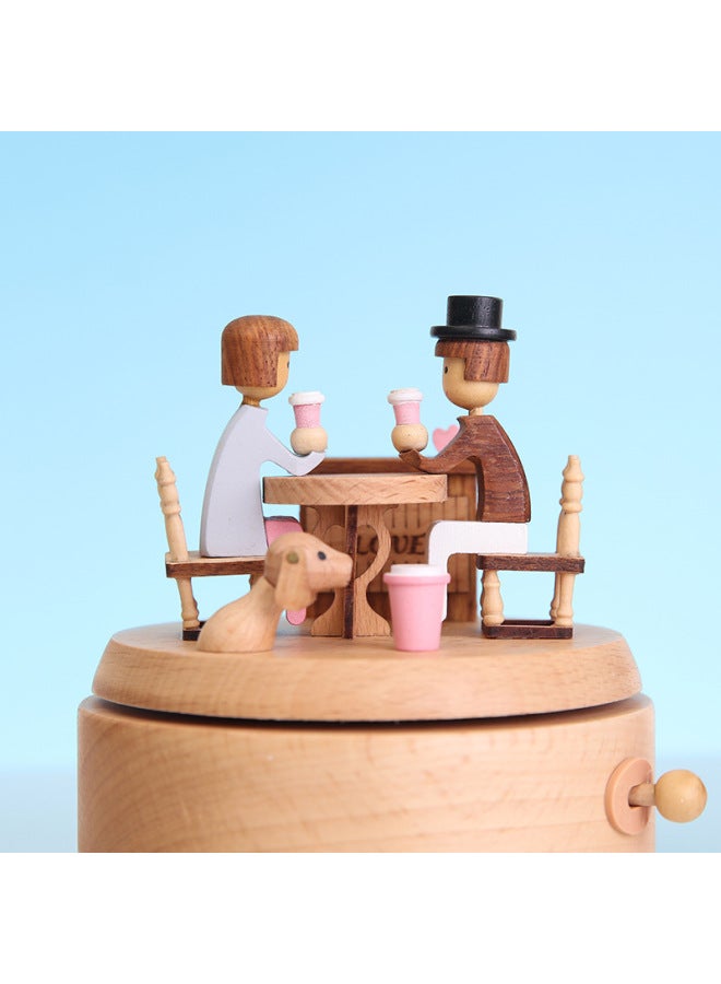 Creative Rotating Tanabata Valentine's Day Wooden Music Box Music Box Friends Birthday Gift Book Desktop Ornaments - Image 2