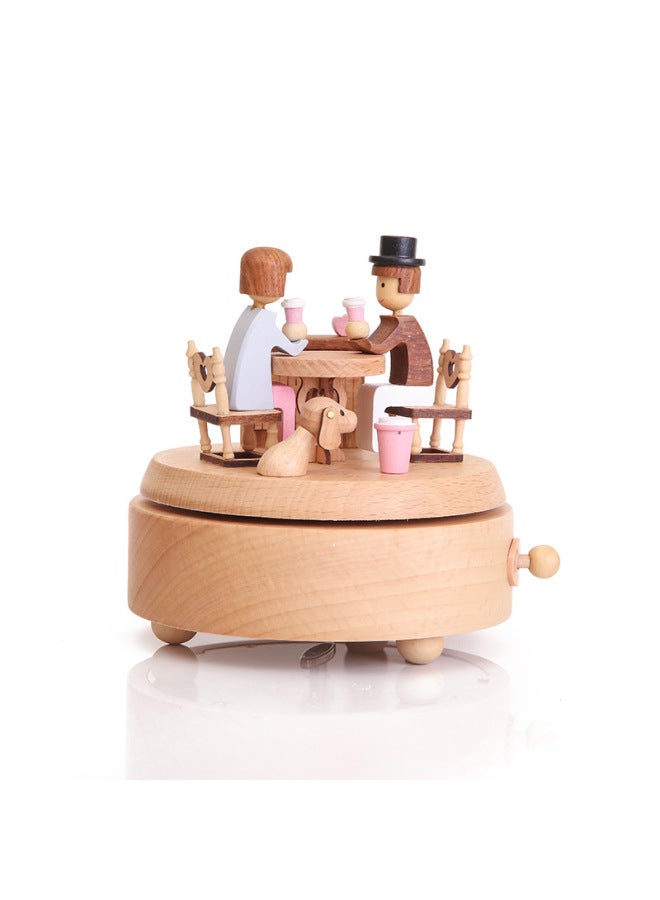 Creative Rotating Tanabata Valentine's Day Wooden Music Box Music Box Friends Birthday Gift Book Desktop Ornaments - Image 5