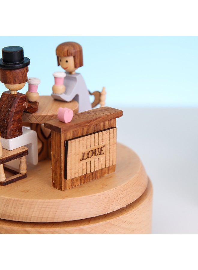 Creative Rotating Tanabata Valentine's Day Wooden Music Box Music Box Friends Birthday Gift Book Desktop Ornaments - Image 3
