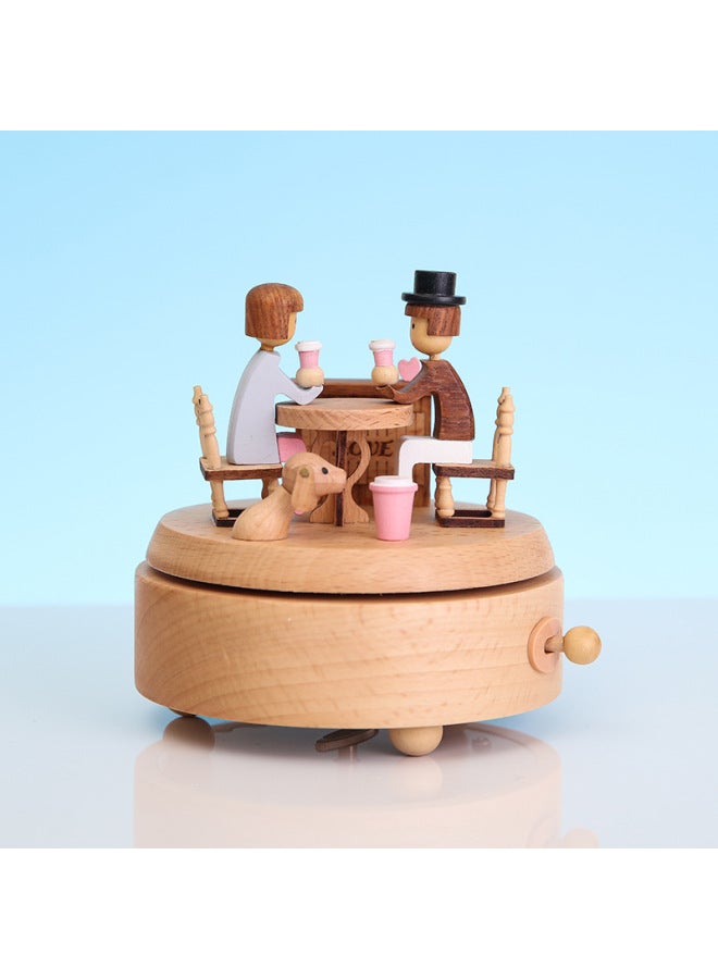 Creative Rotating Tanabata Valentine's Day Wooden Music Box Music Box Friends Birthday Gift Book Desktop Ornaments - Image 1