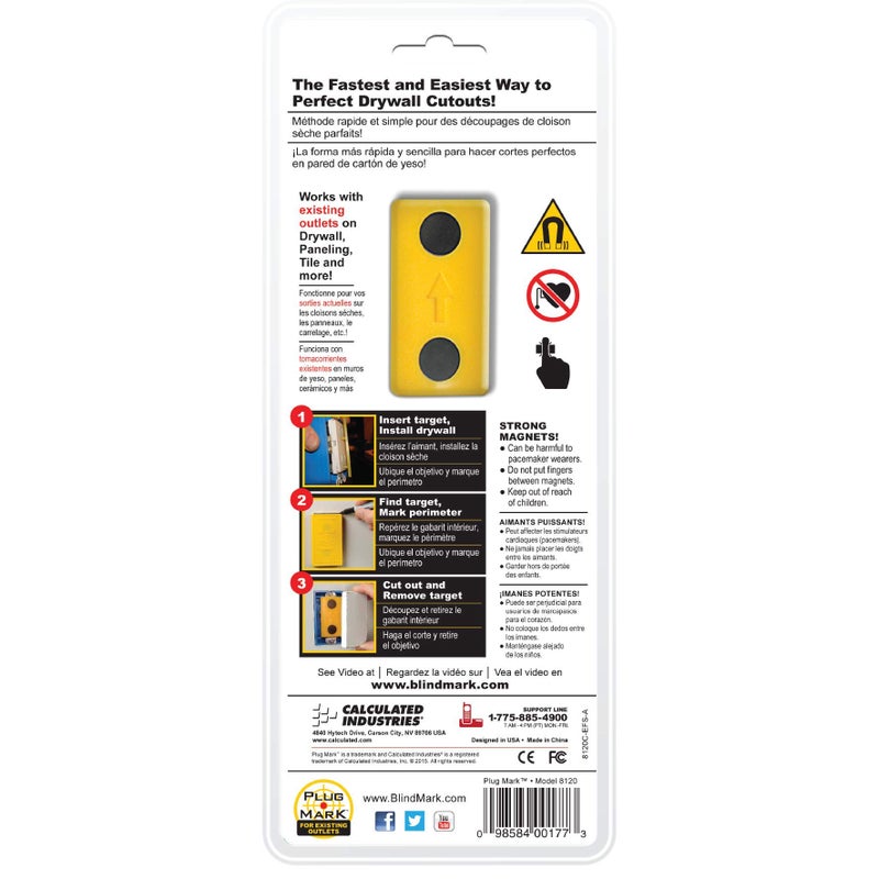 Calculated Industries 8120 Plug Mark Drywall Electrical Box Cutout Locator for Existing Electrical Outlets in Rehabilitation and Replacement Work, Red - Image 4