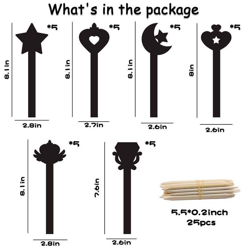 WATINC 30Pcs Fairy Stick Scratch Paper Art Set for Girls Birthday Party, Colorful DIY Craft Kit for Princess Party Favors, Fairy Wand Supplies, Fun Home Activities, Birthday Gifts for Kids - Image 2