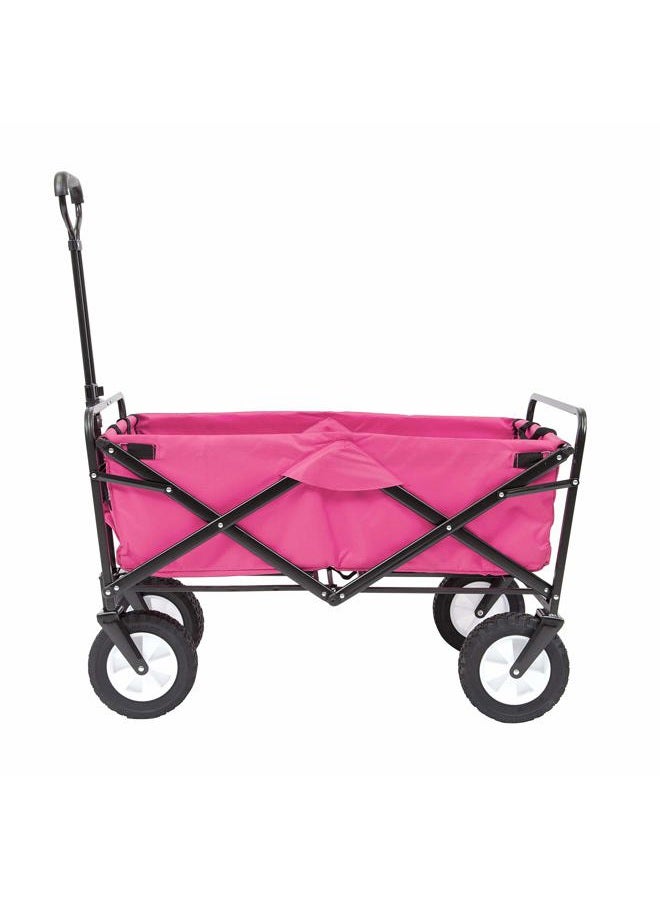 MacSports Mac Sports Heavy Duty Steel Frame Collapsible Folding 150 Pound Capacity Outdoor Camping Garden Utility Wagon Yard Cart, Pink - Image 1
