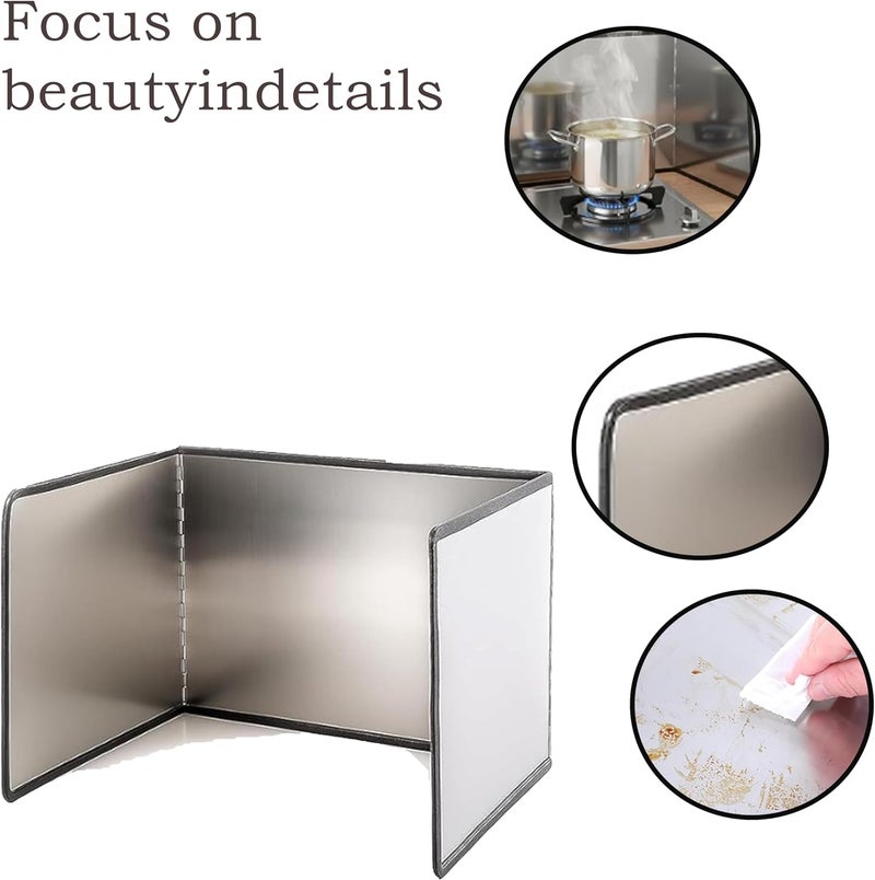 CJFNDFA 3-Sided Splatter Guard - Stainless Steel Foldable Grease Splatter Screen for Frying Pan, Nonstick & Heat Resistant Stove Top Shield, Stops Oil Splashes for Safer Cooking Diverse operation compatible - Image 4