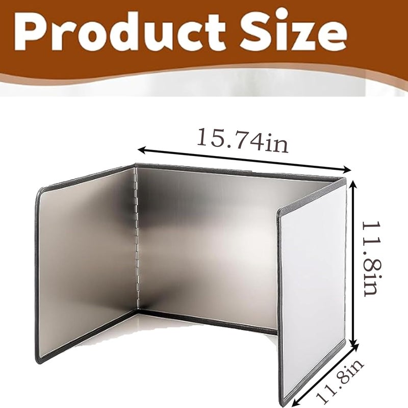 CJFNDFA 3-Sided Splatter Guard - Stainless Steel Foldable Grease Splatter Screen for Frying Pan, Nonstick & Heat Resistant Stove Top Shield, Stops Oil Splashes for Safer Cooking Diverse operation compatible - Image 2