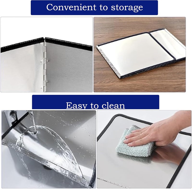 CJFNDFA 3-Sided Splatter Guard - Stainless Steel Foldable Grease Splatter Screen for Frying Pan, Nonstick & Heat Resistant Stove Top Shield, Stops Oil Splashes for Safer Cooking Diverse operation compatible - Image 5