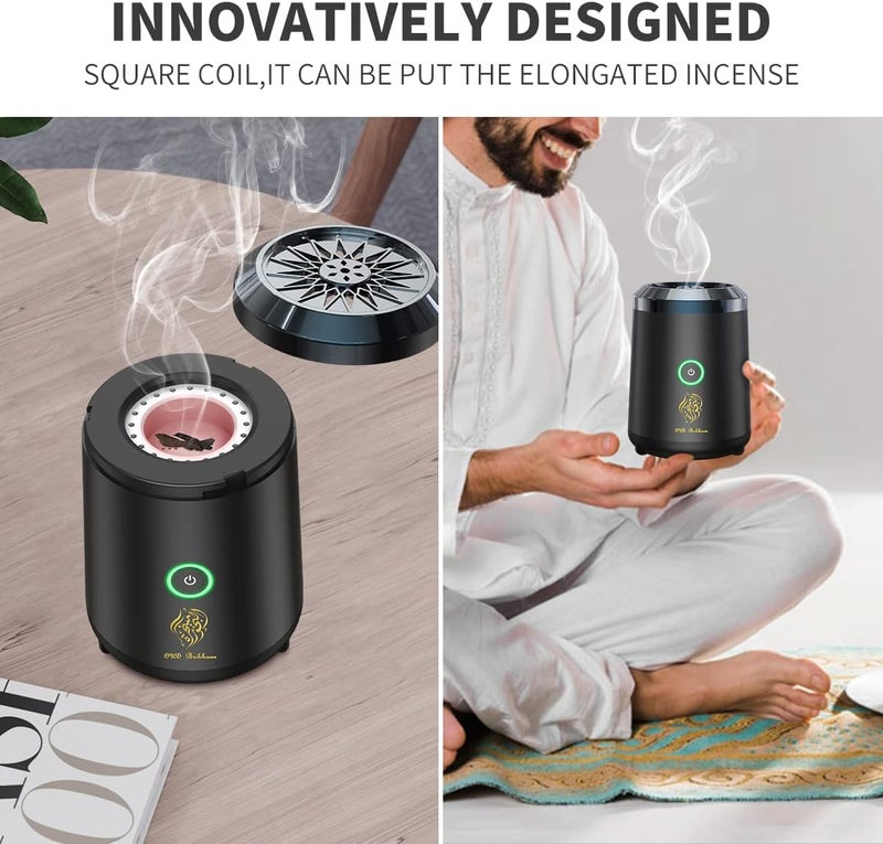 GLEVAR Portable Electric Incense Burner | USB Rechargeable Mini Aroma Diffuser for Car, Office & Home, Travel-Friendly Arabic Bakhoor Burner, Smokeless Fragrance Dispenser - Image 4
