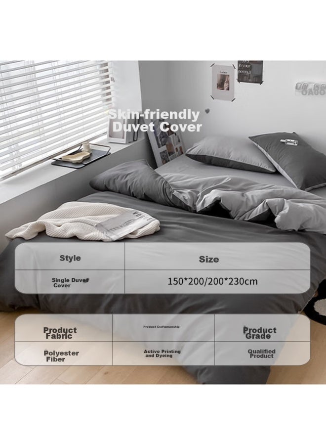 Avivi Aiwei Single Duvet Cover, Brushed Fabric, Solid Color, Dormitory Single Bed Sheet, Duvet Cover, 150*200cm, Jisu Grey - Image 1