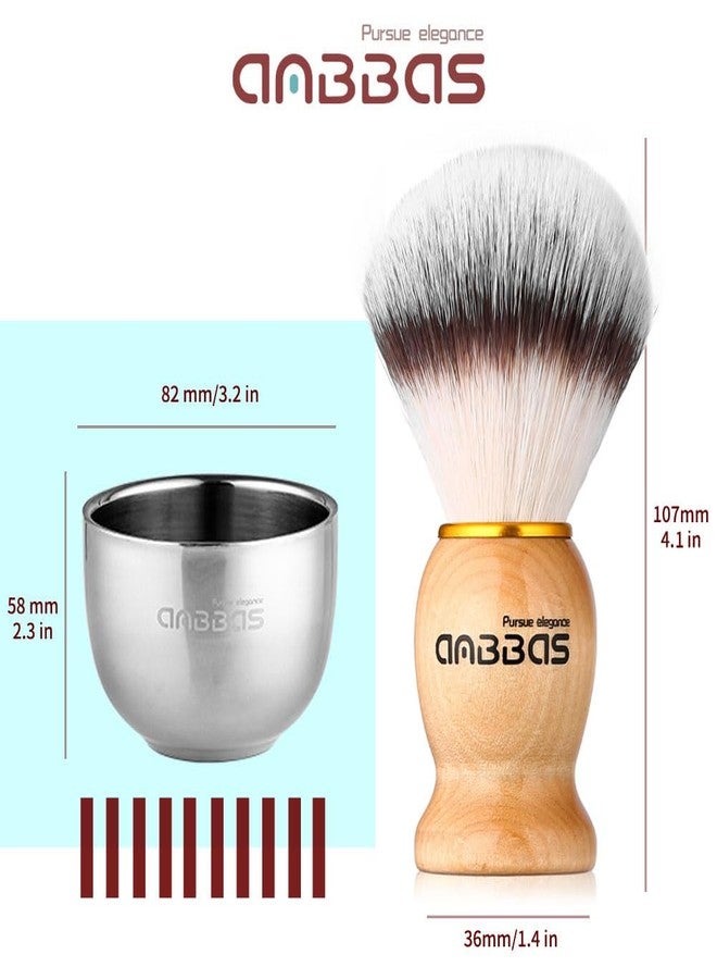 Anbbas 5IN1 Shaving Brush Set,Nylon Bristles Wood Handle and Stainless Steel Soap Bowl,ABS Wall Mounted Shaving Holders for Brush and Bowl with 3.5 oz Shaving Soap Refill - Image 3