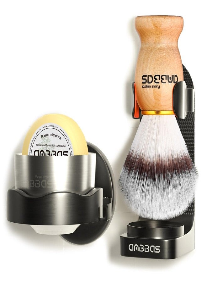 Anbbas 5IN1 Shaving Brush Set,Nylon Bristles Wood Handle and Stainless Steel Soap Bowl,ABS Wall Mounted Shaving Holders for Brush and Bowl with 3.5 oz Shaving Soap Refill - Image 1