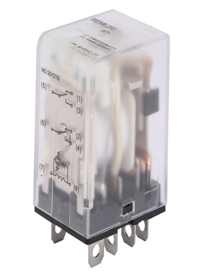 6VDC 8 Pins Two open Two closed Electromagnetic Relay 10A with Green Indicator Light - Image 1