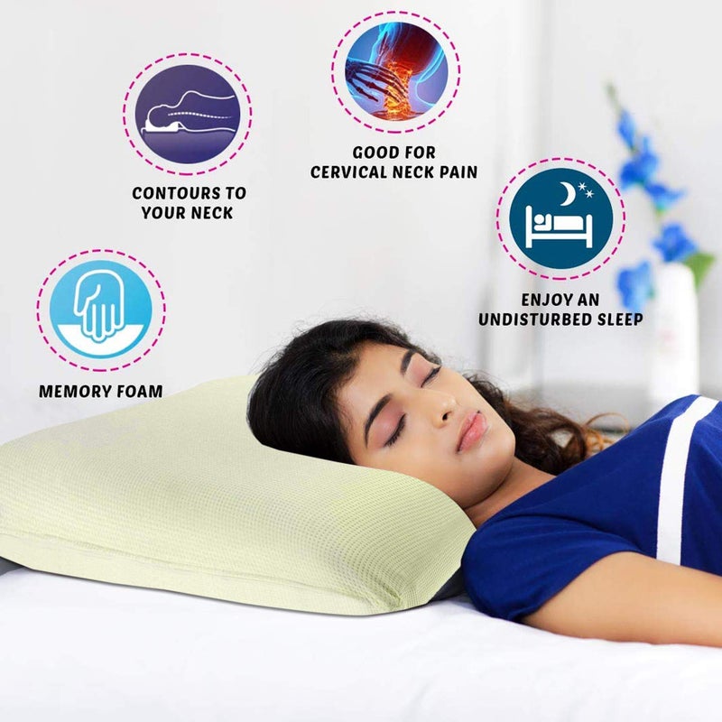 Kuber Industries 100% Pure Memory Foam Orthopaedic Sleeping Pillows, Neck Pain and Back Support Pillow (Cream) - Ctktc45953(Memory Foam_Beige) - Image 5