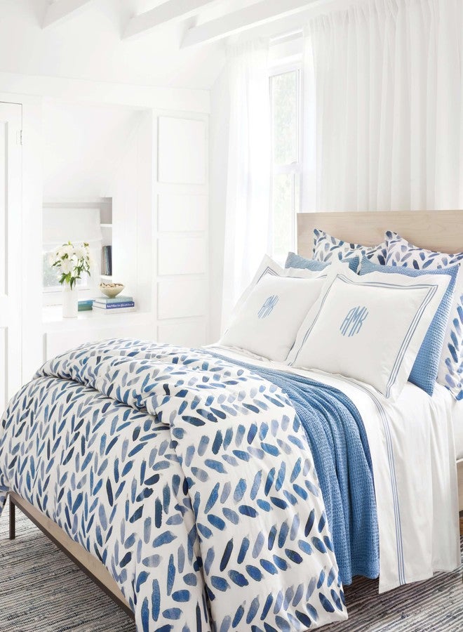 Pine Cone Hill Blue Brush Duvet Sham, Standard Size, Blue/White Graphic Pattern - Image 3