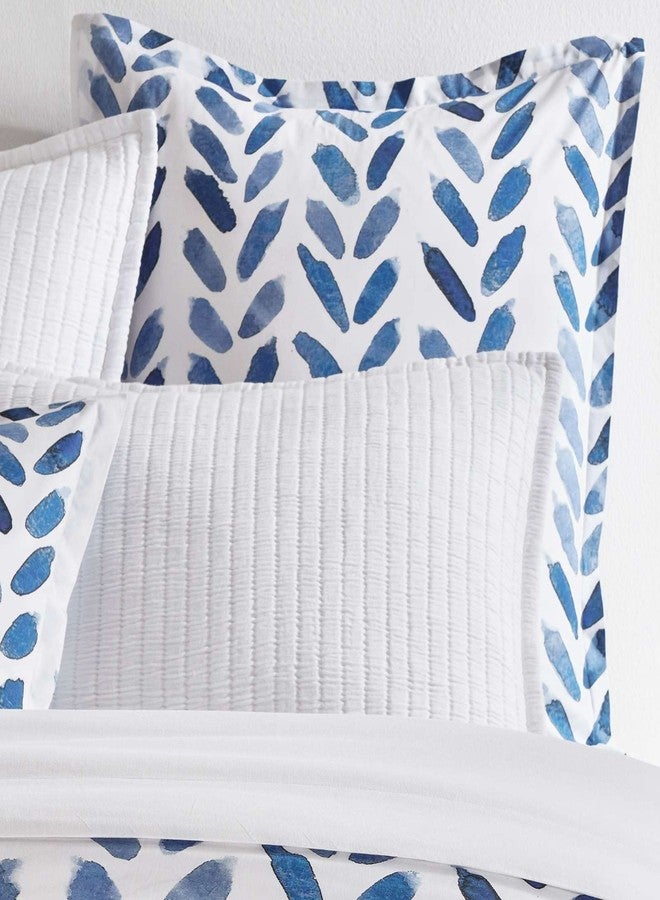 Pine Cone Hill Blue Brush Duvet Sham, Standard Size, Blue/White Graphic Pattern - Image 1