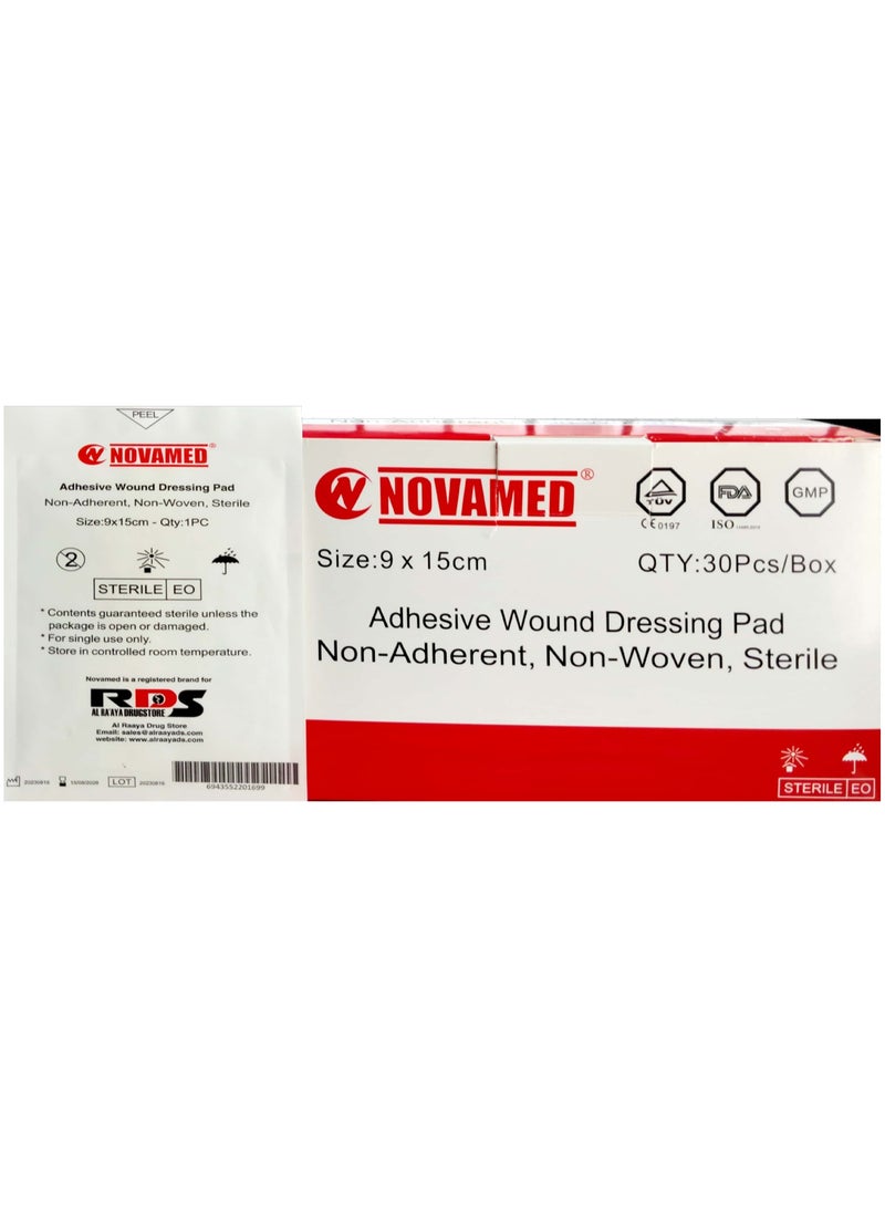 Novamed Adhesive Wound Dressing Pad 9x15cm – 30 Pieces Value Pack - Image 2