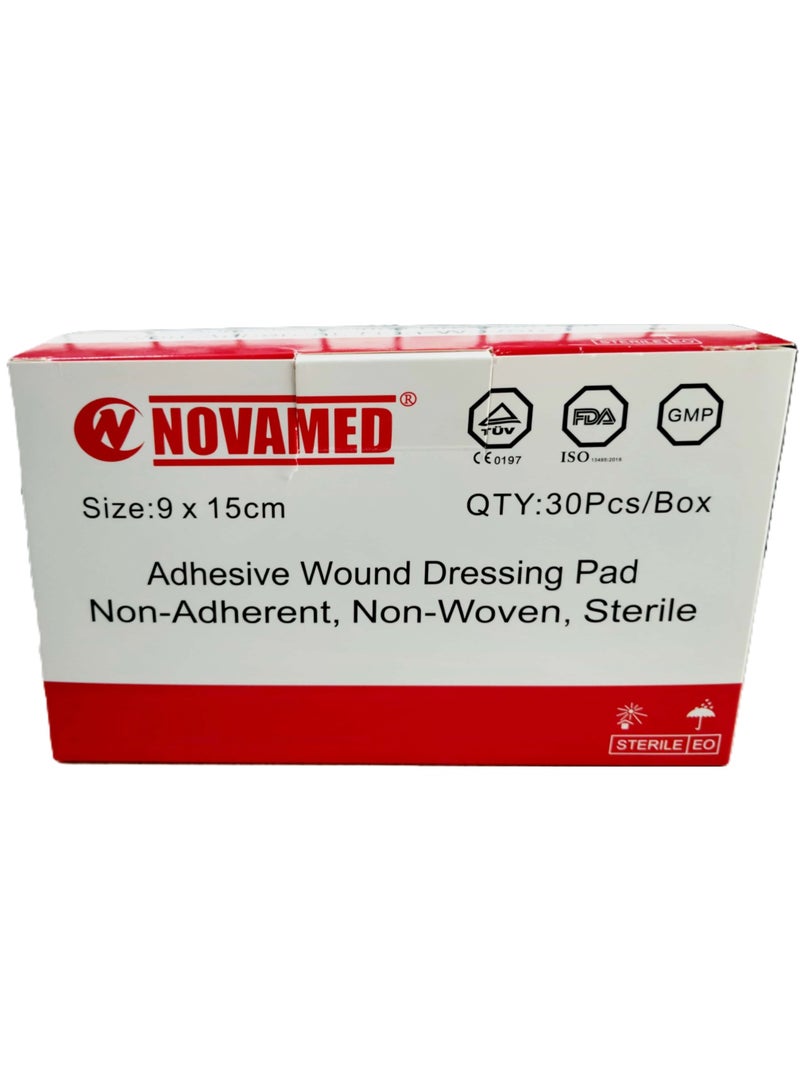 Novamed Adhesive Wound Dressing Pad 9x15cm – 30 Pieces Value Pack - Image 1