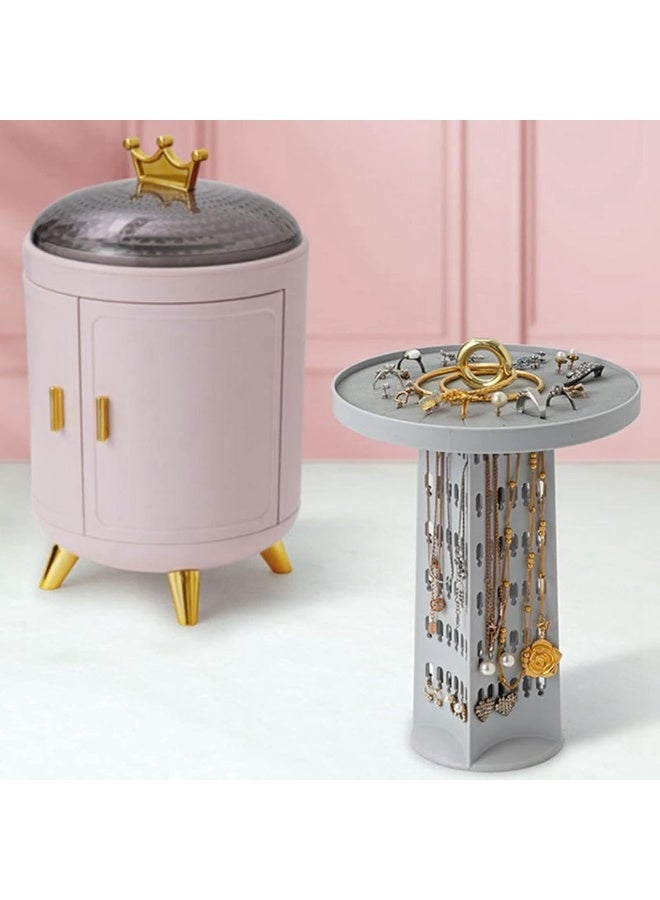 INGVY Jewelry Box, 360 Rotating Jewelry Organizer Earring Ring Display Holder Cosmetic Storage Box Necklace Desktop Organizers  - Image 2