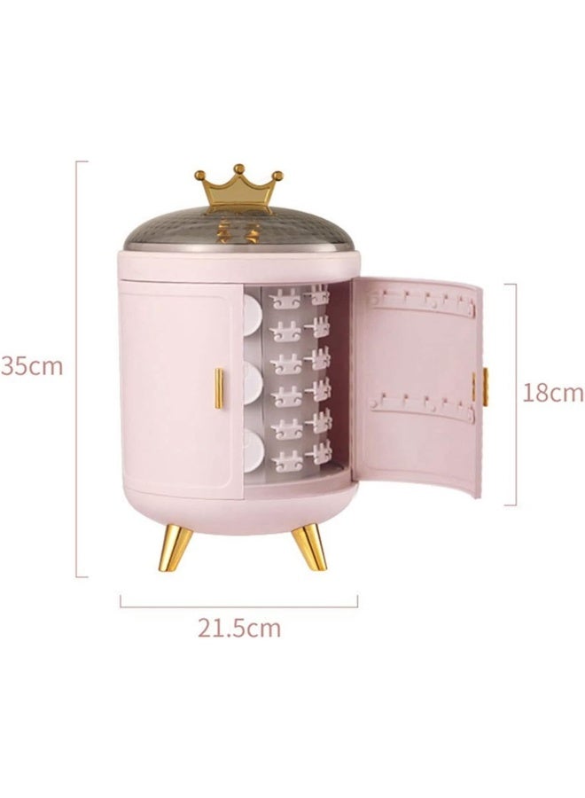 INGVY Jewelry Box, 360 Rotating Jewelry Organizer Earring Ring Display Holder Cosmetic Storage Box Necklace Desktop Organizers  - Image 3