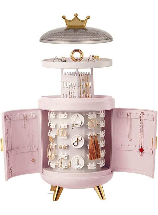 INGVY Jewelry Box, 360 Rotating Jewelry Organizer Earring Ring Display Holder Cosmetic Storage Box Necklace Desktop Organizers  - Image 5
