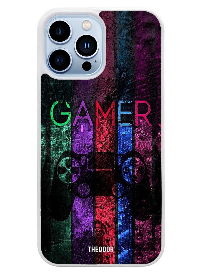 Theodor Protective Case Cover For APPLE IPHONE 14 Pro Gamer(White Bumper) - Image 1