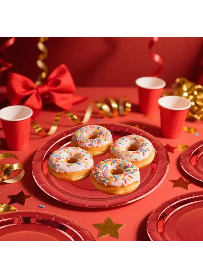 28pcs Heavy Duty Disposable Red Paper Plates with Lip for Parties Weddings Showers - Image 5