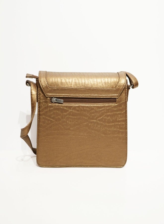 VARA Women's Shoulder Bag Medium Tote Bag | Ladies Purse Handbag Zipper For Bag (Golden) - Image 4
