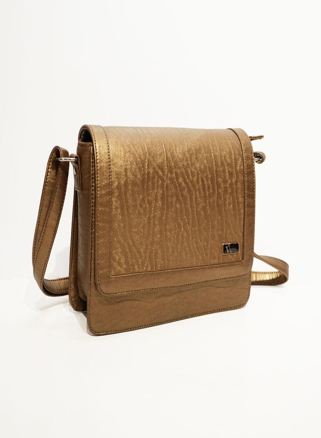 VARA Women's Shoulder Bag Medium Tote Bag | Ladies Purse Handbag Zipper For Bag (Golden) - Image 2