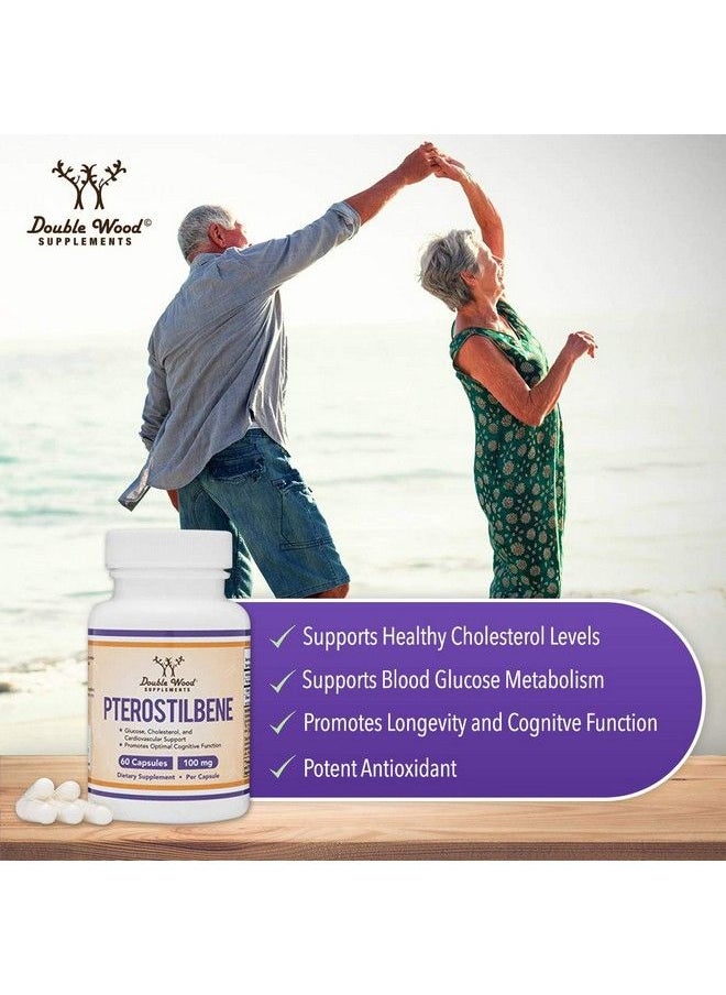 Double Wood Supplements - Pterostilbene Supplement 100Mg Capsules (Third Party Tested) Manufactured In The Usa 60 Capsules Superior To Resveratrol Antioxidant For Longevity Support (Nongmo Gluten Free) By Double Wood - Image 1
