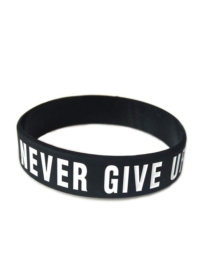 JOYID "Never give up Motivational Bracelets Rubber Band Wristbands Jewelry Inspirational Bracelets Gifts-Black - Image 1