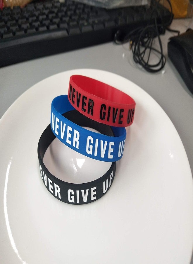 JOYID "Never give up Motivational Bracelets Rubber Band Wristbands Jewelry Inspirational Bracelets Gifts-Black - Image 3