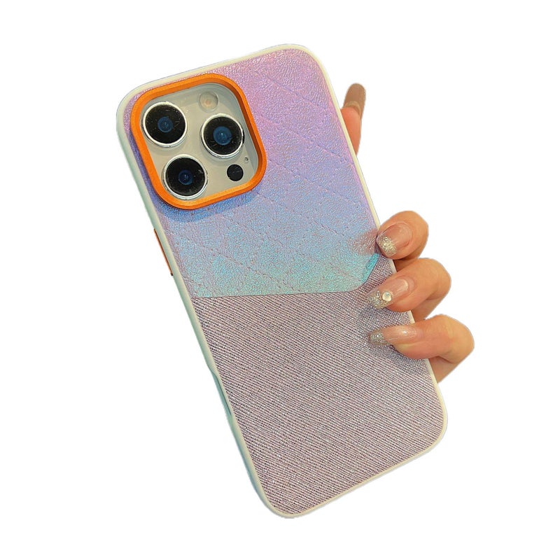 غطاء واقي بملمس جلد لـ iPhone 17 / 17 Air / 17 Pro / 17 Pro Max مع تغطية كاملة وملمس جلد ليزر مع مقاوم للصدمات مع مقاوم للخدش باللون بنفسجي للرحلات اليومية لترتيب الأغراض للمدرسة - Image 1
