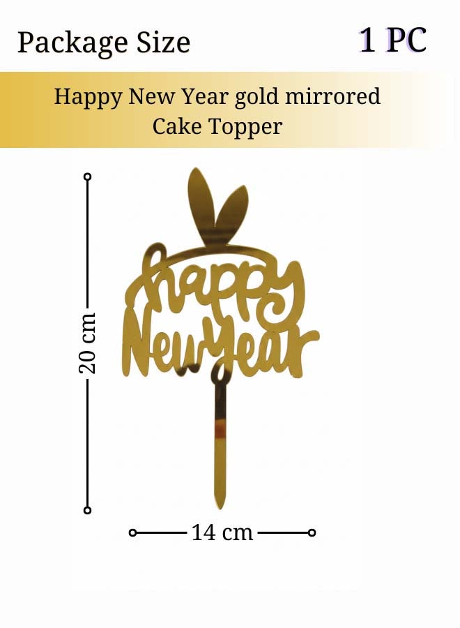 Feelings تاج كعكة رأس السنة الجديدة السعيدة - ذهبي - 1 قطعة - Image 2