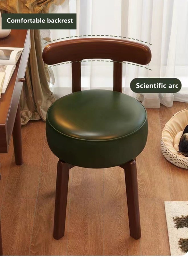 Kutis Makeup Chair Swivel Chair Sofa Chair Dining Chair for Bedroom Living Room Solid Wood Leather 30x30x68 cm  - Image 4