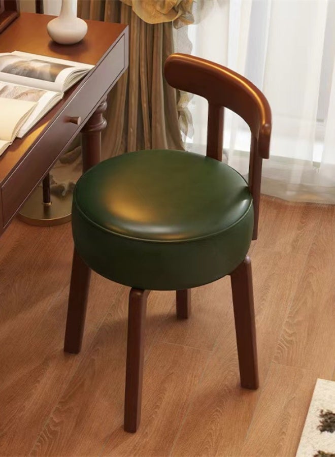 Kutis Makeup Chair Swivel Chair Sofa Chair Dining Chair for Bedroom Living Room Solid Wood Leather 30x30x68 cm - Image 2