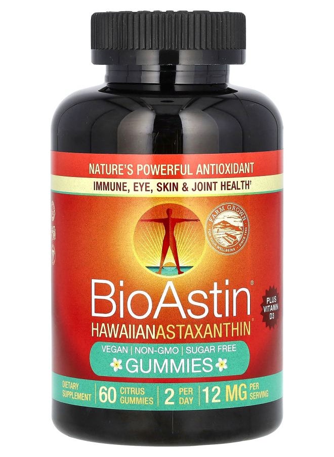 Nutrex Hawaii - BioAstin Hawaiian Astaxanthin Gummies Citrus 12 mg 60 Gummies (6 mg per Gummy) - Image 1