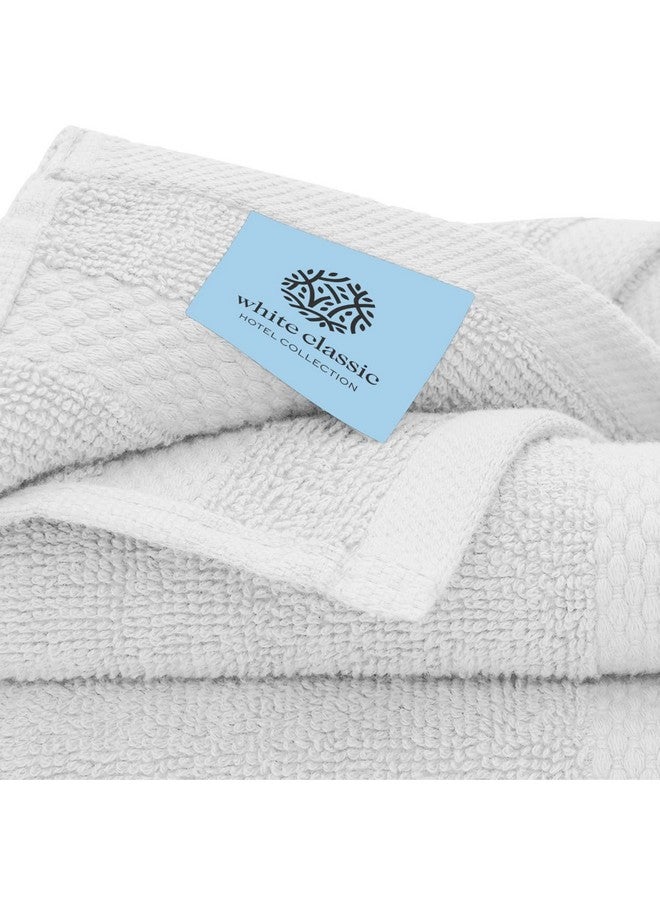 White Classic مجموعة مناشف استحمام فاخرة بيضاء كلاسيكية مكونة من 8 قطع - 100% قطن تركي مناشف عالية الامتصاص للحمام، 2 منشفة استحمام فاخرة 700GSM، 2 منشفة يد، 4 قماشات غسيل، فضي - Image 5
