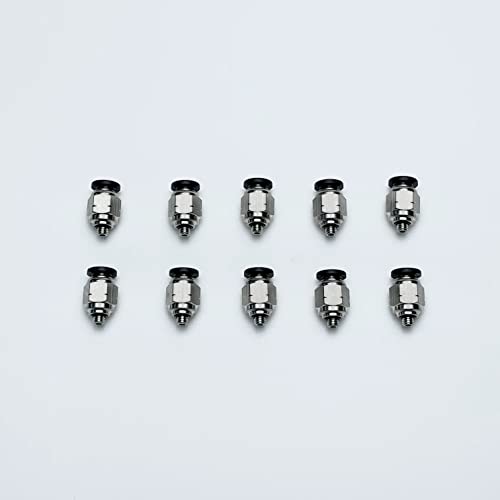 VETLEY Pneumatic PC1/4-U10 Male Straight Air Hose Connectors 1/4" Tube OD x 10-32 Inch UNF Thread Push to Connect Fittings (Pack of 10) - Image 1