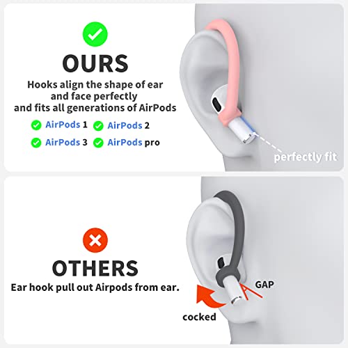 DamonLight Ear Hooks 2 Pairs for AirPods Pro 2 & 1, AirPods 4 & 3, Anti-Slip Comfortable Fit, Ergonomic Design, Accessories (Medium, Pink) - Image 2