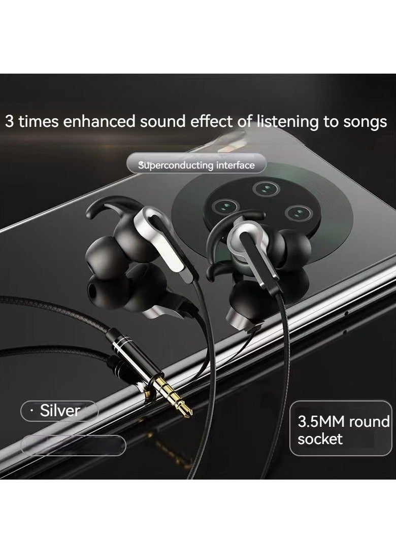 E-Sports Gaming Headset Wired In-Ear Mobile Phone Noise Canceling Earplugs (Silver)  - Image 1