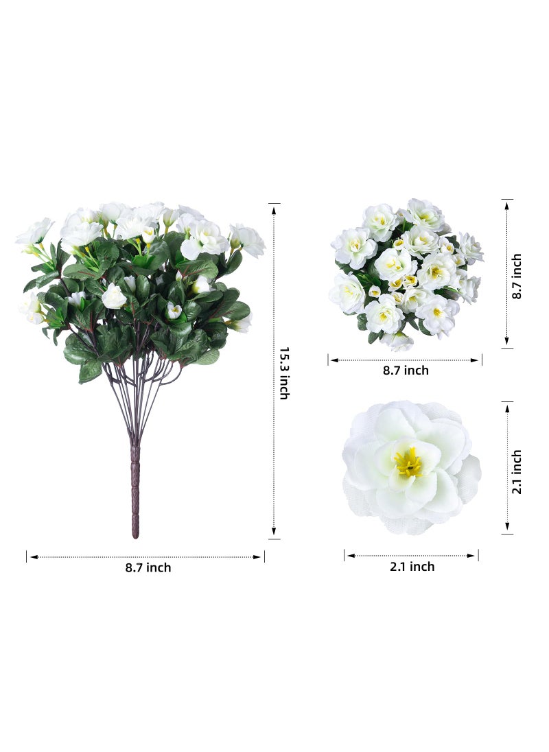 HyeFlora Artificial Fake White Flowers Plants for Outdoor Outside Winter Christmas Decoration  Faux Silk Camellia UV Resistant Realistic for Front Door Porch Planter Pot Patio Balcony  3 Bundles  - Image 4