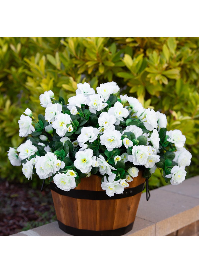 HyeFlora Artificial Fake White Flowers Plants for Outdoor Outside Winter Christmas Decoration  Faux Silk Camellia UV Resistant Realistic for Front Door Porch Planter Pot Patio Balcony  3 Bundles  - Image 2