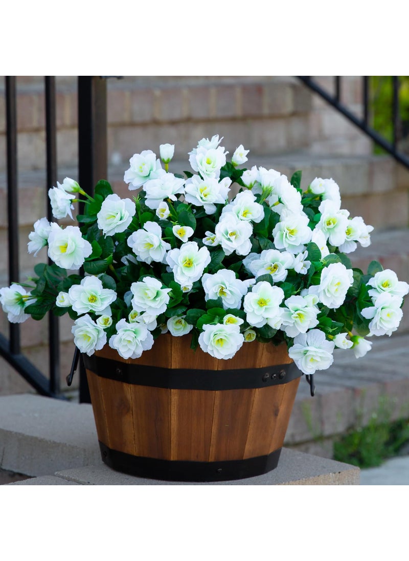 HyeFlora Artificial Fake White Flowers Plants for Outdoor Outside Winter Christmas Decoration  Faux Silk Camellia UV Resistant Realistic for Front Door Porch Planter Pot Patio Balcony  3 Bundles  - Image 1